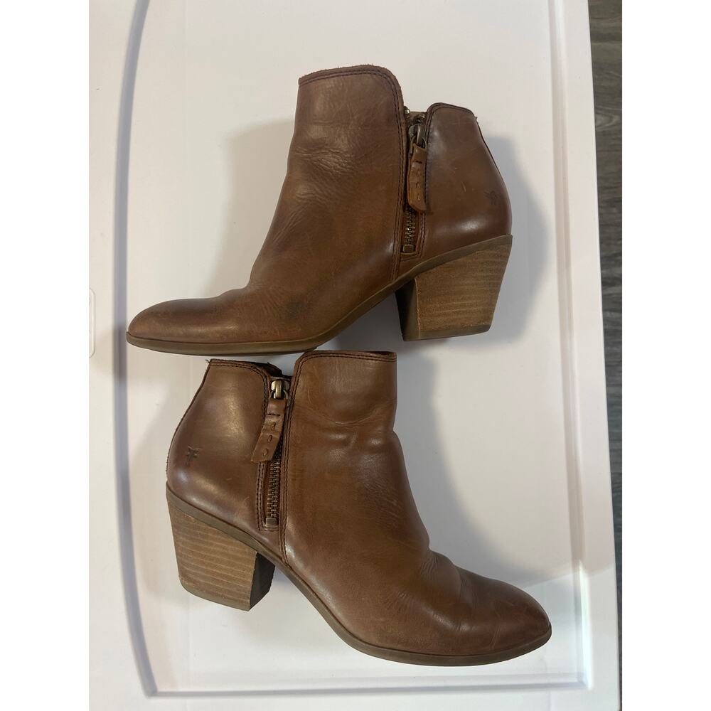 Frye 3471733 Judith Zip Ankle Booties Womens Wheat Brown Leather Size 7.5 - Picture 9 of 10